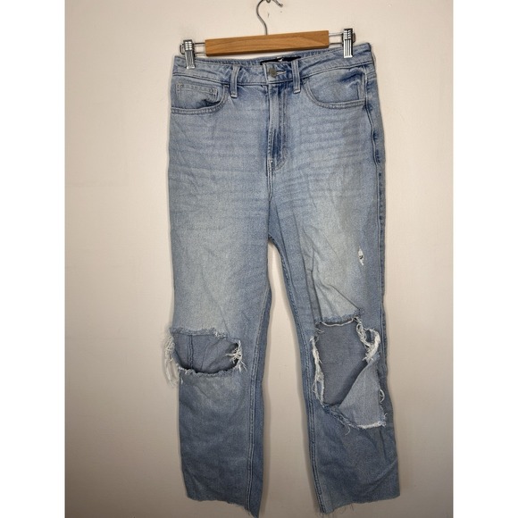 Hollister Ultra High Rise Vintage Straight Jeans Women 5R L27 W27 Blue Lightwash - Picture 1 of 7